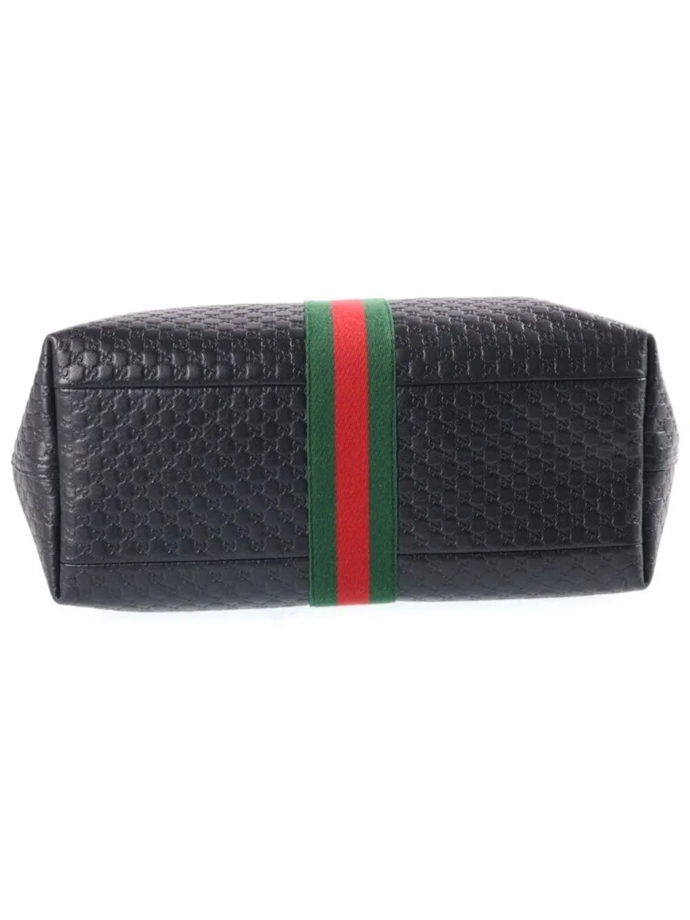 Gucci Ophidia Tote GG Embossed Shoulder Bag Black Leather Gold